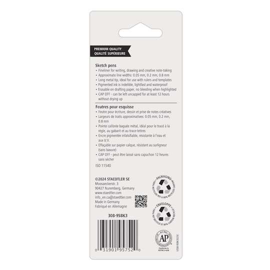 STAEDTLER® Black 3 Piece Pigment Liner Set